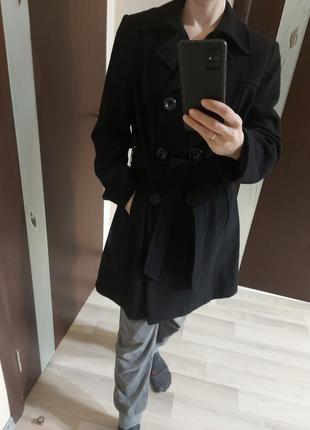 Двубортное шерстяное пальто миди8 фото