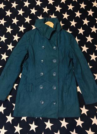 Коротке пальто смарагдове зелене тепле