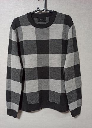 Пуловер трикотажний, однотонний, полуприлегающий силует, с-подібний комір7 фото