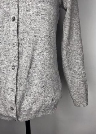 Кардиган на пуговицах шерсть серый светлый меринос теплый зимний кофта длинный рукав свитер размер s4 фото