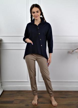 Льняная туника, женская рубашка из льна, блуза льняная1 фото