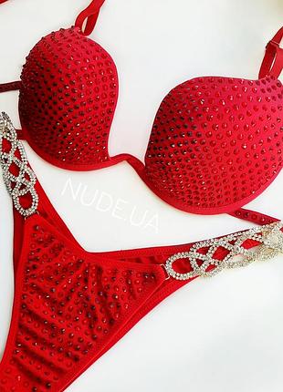 Бельё для танцев в стразах, комплект в камнях.
