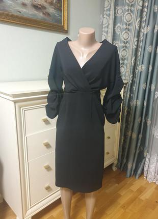 Элегантное вечернее платье миди zara с обьемными рукавами1 фото