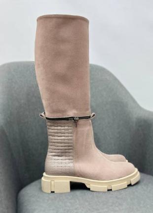 Дизайнерские сапоги 2 в 1 трансформер 🤖 натуральный замш кожа осень зима