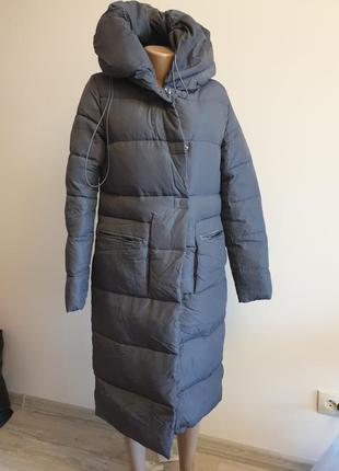 Зимний теплый пуховик пальто Whistles Jungle Cat Robe à rayures Bleu размер м цвет графит