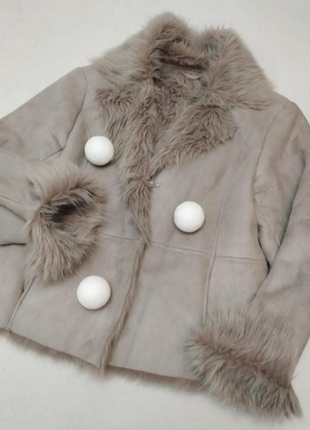 Зимняя осенняя меховая куртка искусственная дубленка франция