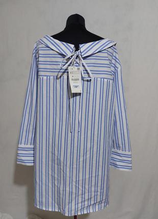 Котоновая рубашка zara на завязках оверсайз4 фото
