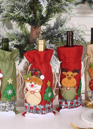 Прикраса новорічні для пляшки з нашивкою санта клаус2 фото