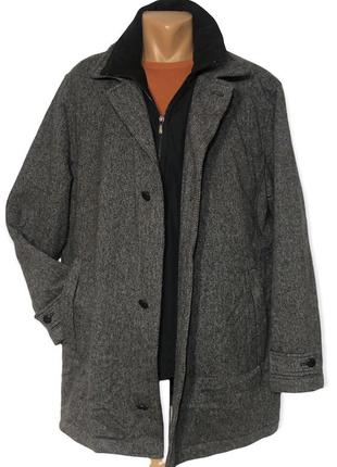 Тёплое твидовое мужское полу пальто