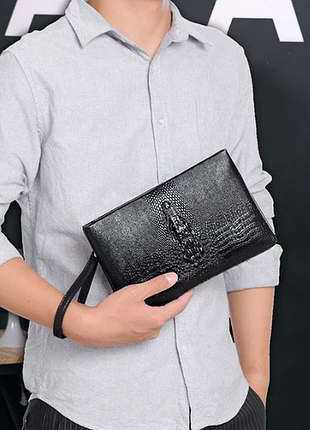 Стильний чоловічий шкіряний барсетка портмоне клатч гаманець гаманець портмоне крокодил рептилія