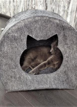 Будиночок для кота з повсті "палатка"2 фото