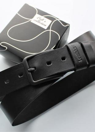 Мужской кожаный ремень с черной пряжкой "gradino" длина 110, 120, 130, 135 см