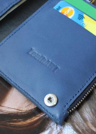 Женский удобный кошелек "blu" из натуральной кожи синий7 фото