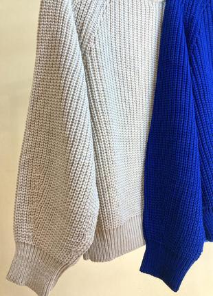 Синій светр,бежевий светр,светр оверсайз,короткий светр,об'ємний светр,теплий светр3 фото