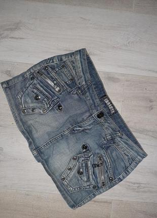 Юбка v&d джинс джинсовая юбка молнии кармашки