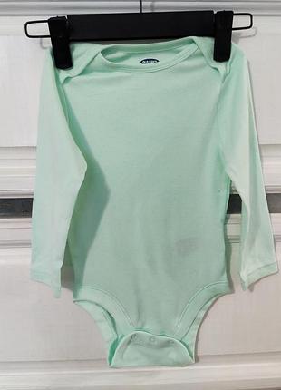 Боди наиуральный 100% хлопок зеленый на годик 2 года бодик