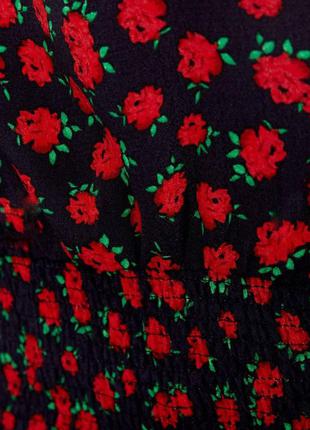 Черная блуза с кулиской в розы цветочный принт кружево zara bershka7 фото