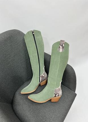 Ексклюзивні чоботи козаки жіночі демі зима натуральна шкіра, замша