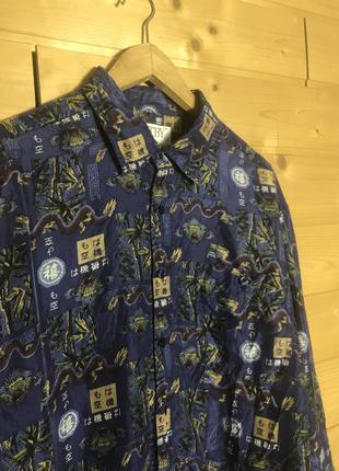 Vintage whitby dragons japanese style silk рубашка