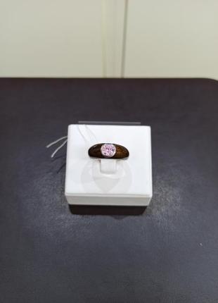 Серебряное кольцо с эмалью и розовым кварцем 18 размер4 фото