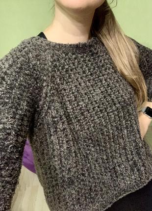 Плюшевый свитер, укороченный велюровый джемпер3 фото