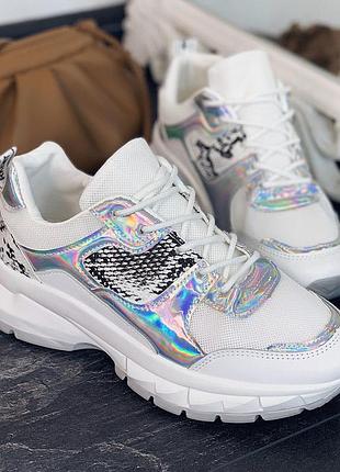 Кросівки, кеди білі зміїний принт