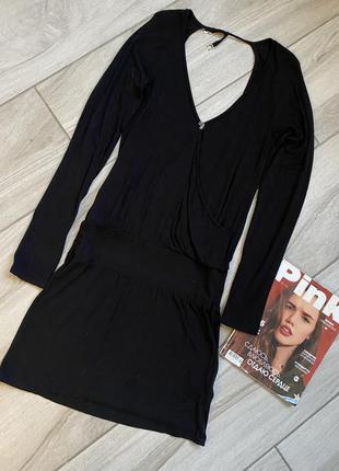 Чёрное платье с глубоким вырезом и спереди и сзади fracomina1 фото