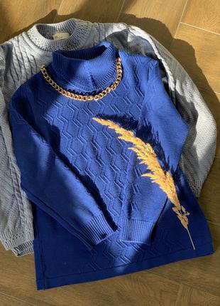 Жіночий светр синій з горловиною від zara3 фото