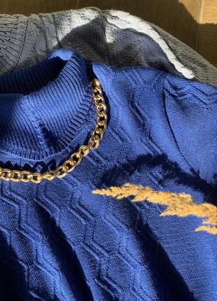 Жіночий светр синій з горловиною від zara5 фото
