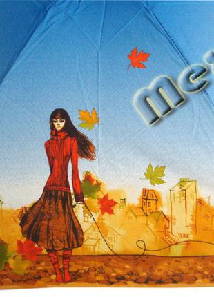 Зонт zest женский механика 5 сложений, цветной плоский. расцветка девушка с котом2 фото
