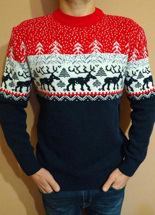 Оригинальный стильный мягкий теплый свитер унисекс  с орнаментом.1 фото