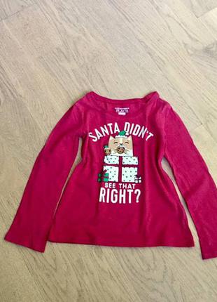 Новорічний реглан children's place футболка з довгим рукавом бавовна 4-5 років