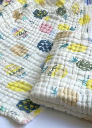 Легкий детский плед на лето муслин ананас