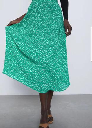 Юбка в цветочный принт,плиссированная юбка,юбка в складу,zara,38/m4 фото