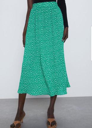 Юбка в цветочный принт,плиссированная юбка,юбка в складу,zara,38/m5 фото