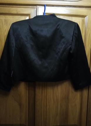 3 дня!укороченный черный укороченный пиджак жакет с шелковым блеском рукав 3/43 фото