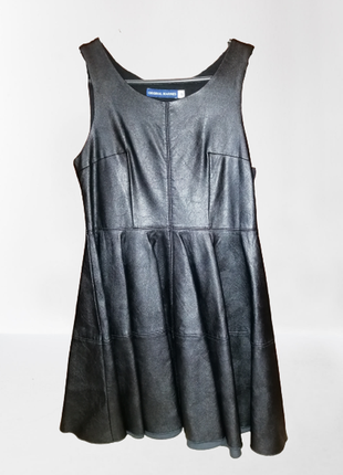Платье кожаное черное, сарафан италия3 фото