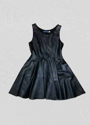 Платье кожаное черное, сарафан италия4 фото