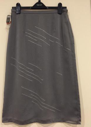 Новая нарядная юбка серого цвета,размер-12/l1 фото