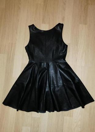 Платье кожаное черное, сарафан италия5 фото