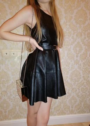 Платье кожаное черное, сарафан италия2 фото