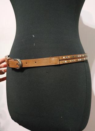 Atmosphere коричневый тонкий ремень заклепки металл