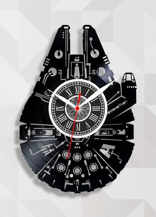 Тысячелетний сокол millennium falcon часы настенные star wars часы звездные войны часы  черно белый циферблат