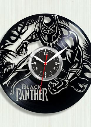 Часы black panther чёрная пантера виниловые часы супергерой марвел marvel часы настенные декор из винила 30 см