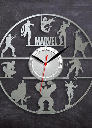 Мстители часы в цвете серебра часы с винила часы супергерои марвел кварцевые часы часы настенные 30 см