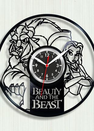 Красуня та чудовисько годинник годинник для дівчинки годинник у спальню красуня і чудовисько вініловий годинник вініловий декор1 фото