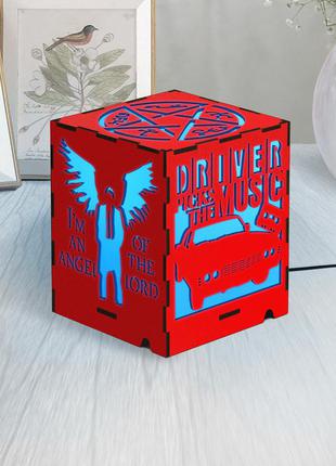 Нічник надприродний ліхтар із дерева приліжкова лампа supernatural rgb світлодіодна лампа висота 14 см