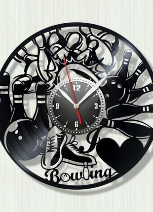 Боулінг годинник із вінілової платівки декор для стін годинник для боулінг-тулунок куля для боулінгу кварцовий годинник1 фото