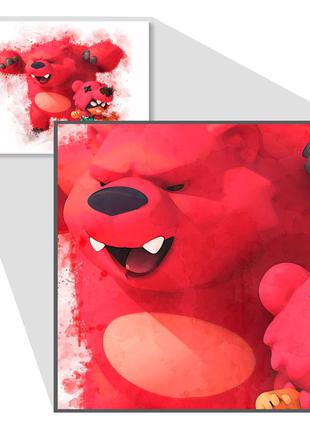 Акварельна картина постер із героями гри холст старс звичайний боєць класу воїн великий рожевий ведмідь постер2 фото