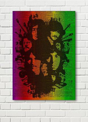 Битлз плакат beatles плакат музыкальный плакат фото холст битлз постер на стену друк на холсті газетный фон